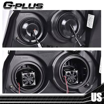 G-PLUS LED Tube Dual Projector Headlights, Compatible with 2007-2014 Chevy Tahoe/Suburban Bumper Headlamps Assembly, Clear Lens Black Housing Clear Reflector,faros delanteros