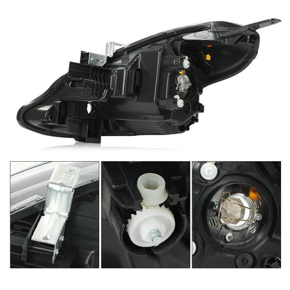 G-PLUS Headlights Assembly Compatible with Nissan Versa 2015-2019 Headlamps w/Bulbs 2Pc Pair Left & Right Side Halogen Clear Lens Chrome Housing Amber Reflector,faros delanteros