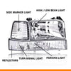 G-PLUS Headlights Fit 1992-1996 Bronco/1992-1996 Ford F150 F250 F350 Super Duty,97 9th Old Body Style Headlamps w/Corner Signal Clear Lens Chrome Housing Clear Reflector,faros delanteros
