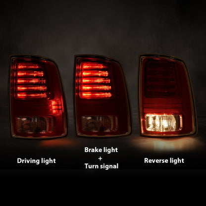 G-PLUS LED Rear Right Tail Lights Assembly w/Bulbs Fit Dodge Ram 1500 2013-2018, Fit Dodge Ram 2500 3500 2014-2018, Right Passenger Rear Brake Lamp, Clear/Red Lens, 68093078AC, CH2801203