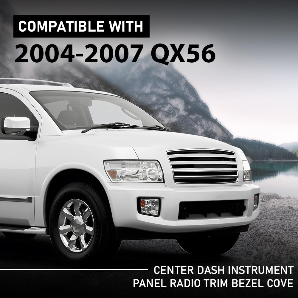 G-PLUS Front Center Dash Radio Vent Bezel Trim Compatible with Infiniti QX56 2004-2007 Grey