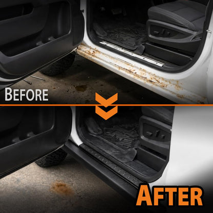 G-PLUS Rocker Panel Covers Compatible with Chevy Silverado 1500 Extended Cab 2014-2018 Black