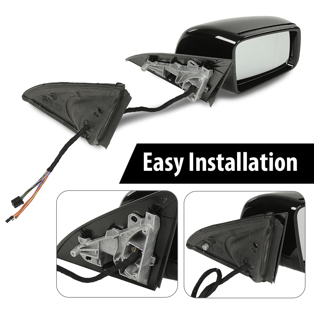 G-PLUS Rear View Mirror w/o Blind Spot Right Side Glossy Black Compatible with Benz GLE (W166)/GLS (X166) 2015-2019,Fit Benz GL (X166) 2012-2019,Fit Benz M (W166) 2012-2016 1668108300 1668108500