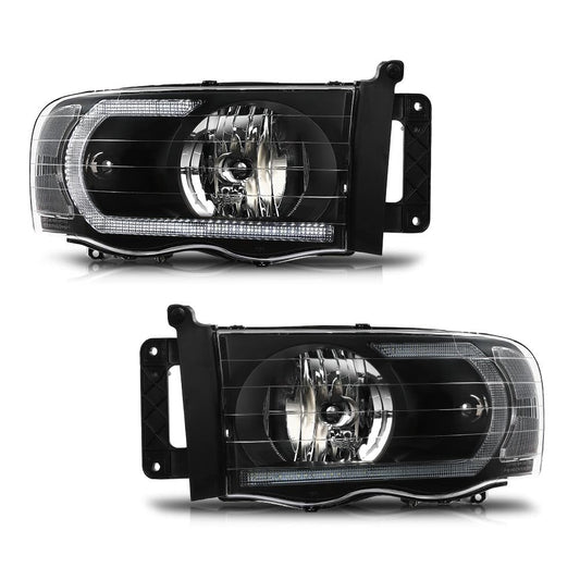 G-PLUS LED Headlights Compatible with Dodge Ram 1500 2002-2005,Fit Dodge Ram 2500 3500 2003-2005 Headlamps Clear Lens Black Housing Clear Reflector Left & Right,faros delanteros Assembly