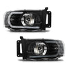 G-PLUS LED Headlights Assembly Compatible with Dodge Ram 1500 2002-2005, Fit Dodge Ram 2500 3500 2003-2005 Headlamps Assembly, Clear Lens Black Housing Clear Reflector, faros delanteros