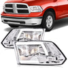 G-PLUS LED DRL Headlights - Fit Dodge Ram 1500-3500 (2009-2012), Quad, Clear Lens, Chrome Housing, Clear Reflector Bumper Headlamps,faros delanteros Assembly