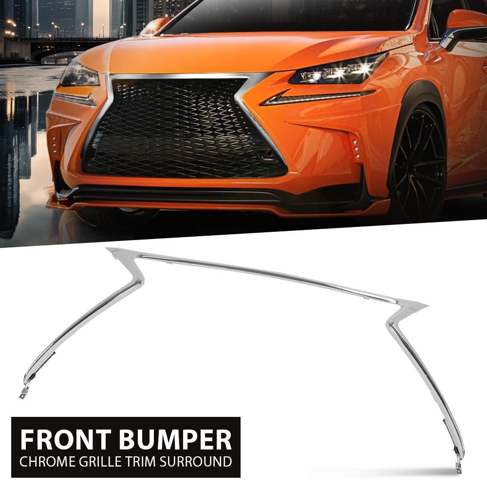 G-PLUS Front Bumper Grille Trim Surroud Compatible with 2015 2016 2017 NX200t NX300 F Sport Type LX1202108 5312178010 Chrome