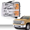 G-PLUS Headlights Assembly HEADLIGHTS | Fit Chevy Silverado 2007-2013/HEADLIGHTS | Fit Chevy Silverado 2500 3500 & HD 07-14 Headlamp,Left Driver Clear Lens Chrome Housing Amber ReflectorBumper Headlamps,faros delanteros