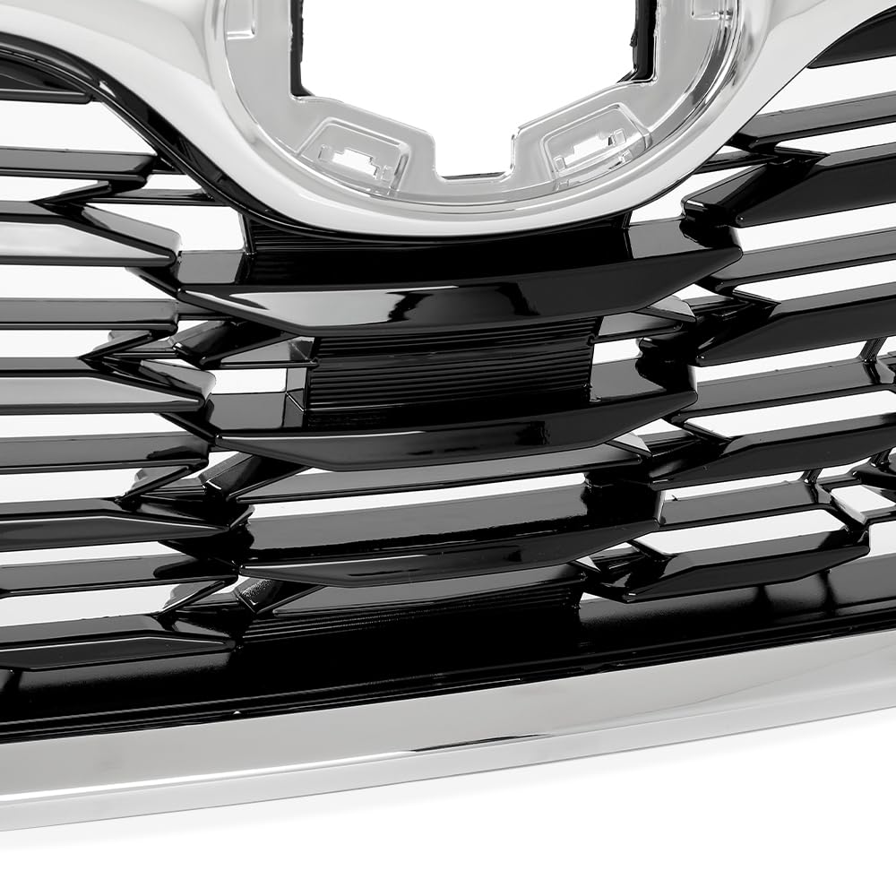 G-PLUS Front Bumper Upper Grille Chrome Trim Grill Compatible with Toyota Highlander 2020 2021 2022, Not fit XSE models 531010E370, TO1200456 Silver