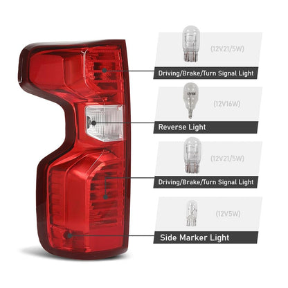 G-PLUS Tail Light Beake Lamp Compatible with Chevy Silverado 1500 2019-2023,Fit Silverado 2500HD 3500HD 2020-2023,Fit Halogen Type Only,Not Fit w/Factory LED Tail Light,Left Luces TraserasAssembly