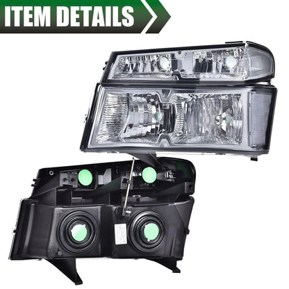 G-PLUS Headlights Assembly Compatible with Chevy Colorado/GMC Canyon 2004-2012,Fit Isuzu i-280 i-350 2006,Fit Isuzu i-290 i-370 2007-2008 Headlamps Smoky Lens Chrome Housing Clear Reflector