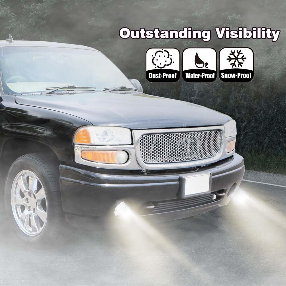 G-PLUS Bumper Fog Lights Compatible With GMC Sierra 1500 2500 3500 2003-2006 Pickup Clear Driving Fog Lamps W/o Wiring Kit Left+Right Side Clear Lens