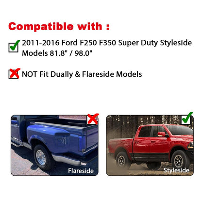 G-PLUS 4PCS Fender Flares Compatible with Ford F250 F350 Super Duty 2011-2016 Styleside Model Only w/ 81.8" / 98.0" Bed Length (NOT Fit Dually & Flareside Models), Textured Pocket Riveted