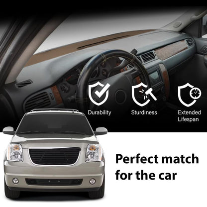 G-PLUS Defrost Dash Cover Compatible with 2007-2013 Chevy Silverado GMC Sierra/ 2007-2014 Chevy Tahoe Avalanche Suburban GMC Yukon XL Denali Brown