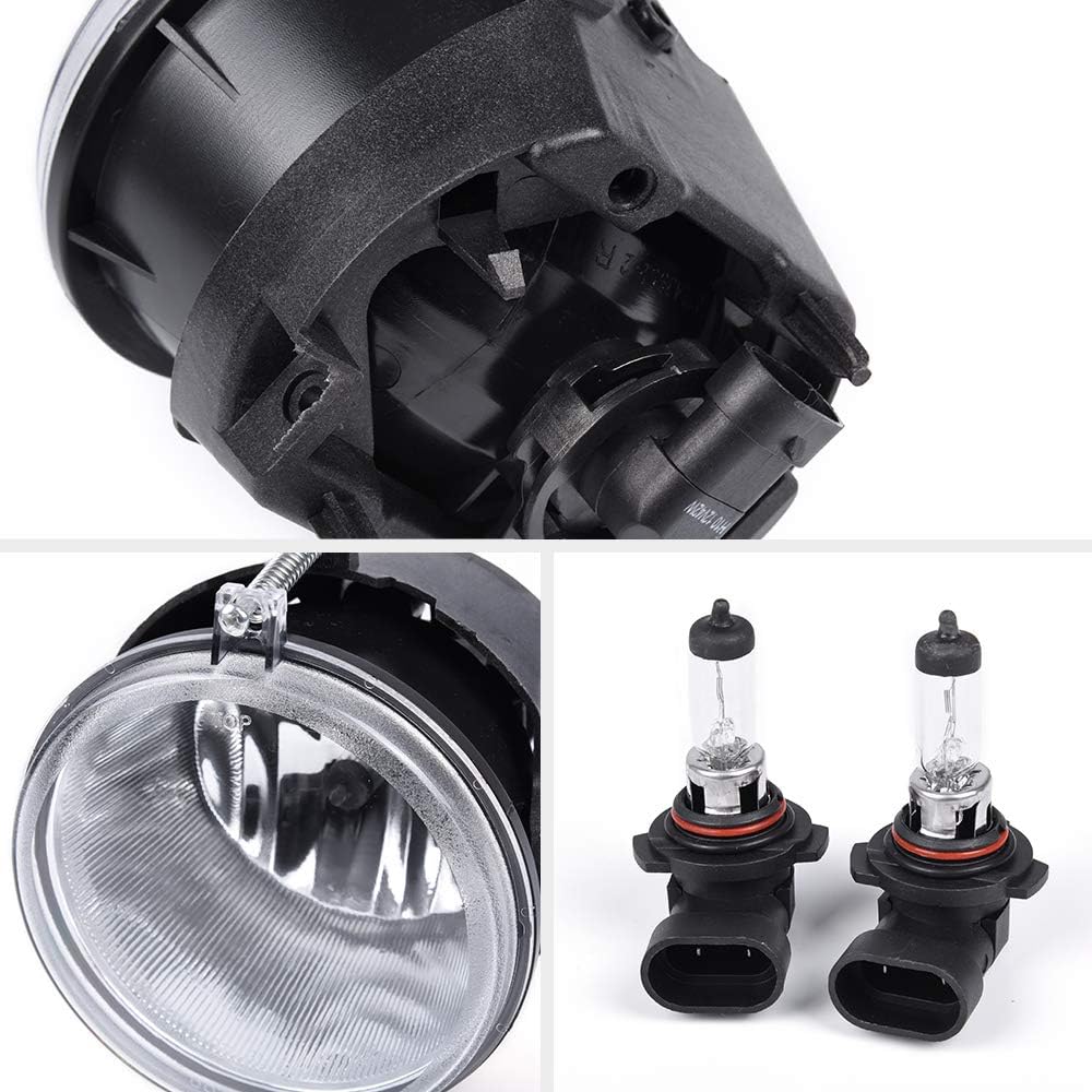 G-PLUS Front Bumper Fog Lights w/Bulb Compatible with Jeep Grand Cherokee 2005 2006 2007 2008 2009 2010/Fit Jeep Commander 2006-2010 CH2592138 CH2592138 4805859AA(Clear Lens)