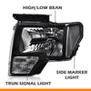 G-PLUS Rear Tail Lights & Headlights Compatible with Ford F150 2009-2014 2/4 Door Brake Tail Lamps & Headlamps