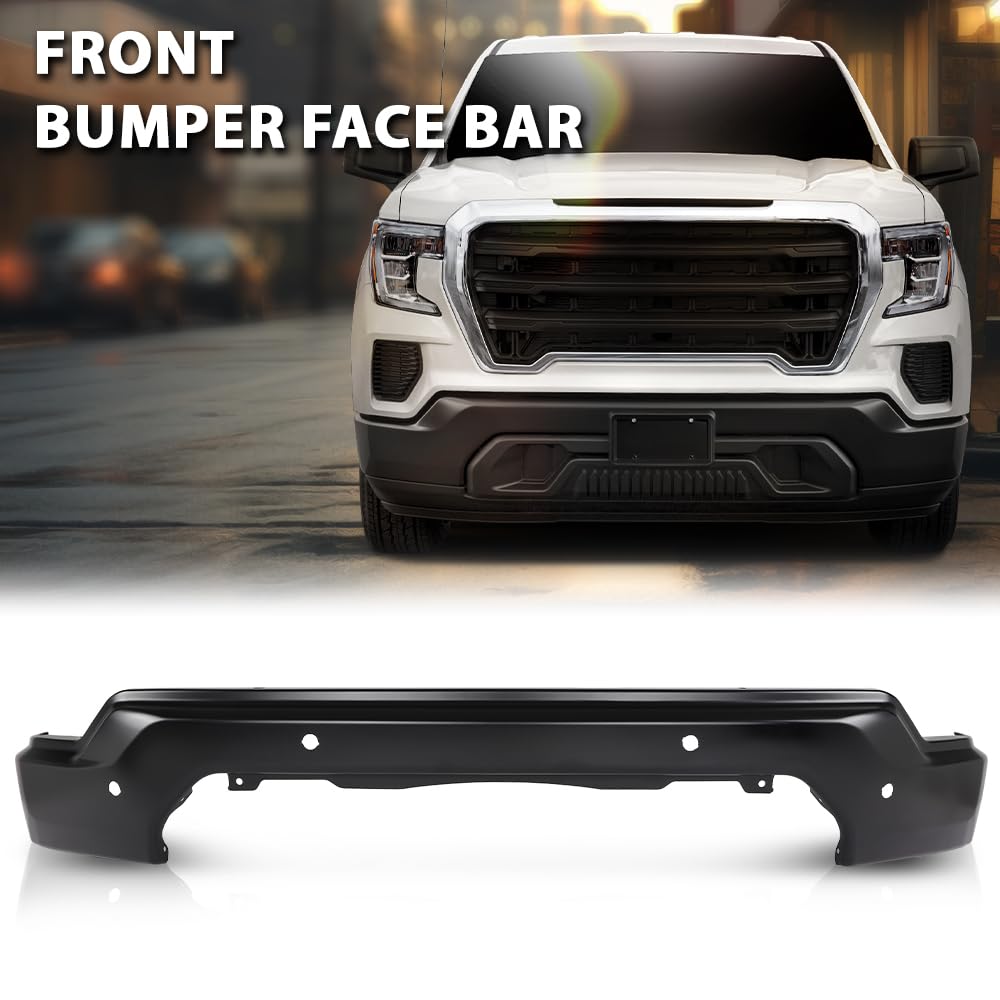 G-PLUS Front Bumper Face Bar Compatible with GMC Sierra 1500 2019-2021,Fit for Models with Park Assist Only, NOT Fit for Base Models Black