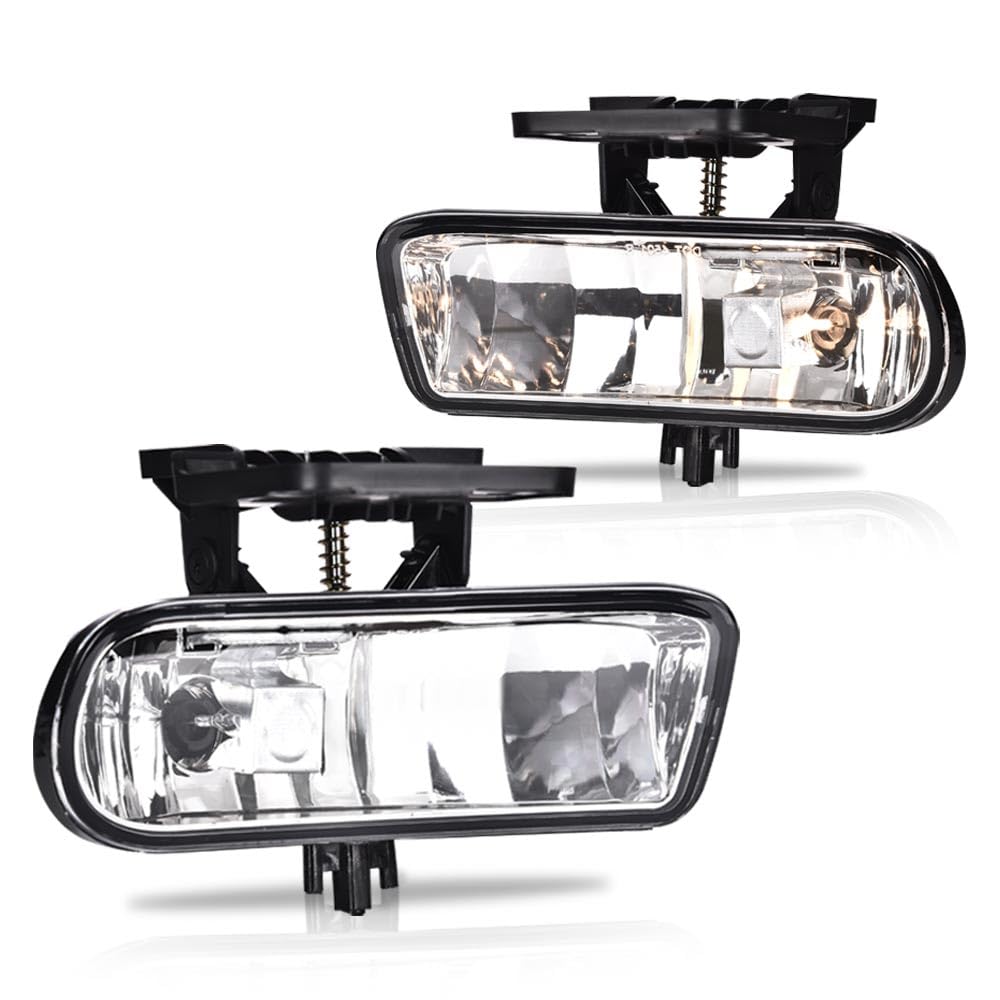 G-PLUS Front Bumper Fog Lamps Pair Compatible with 2000-2006 GMC Yukon/Yukon XL Front Bumper Fog Light, Driver & Passenger Side Clear Lens (Not fit Denali models) GM2592110 GM2593110