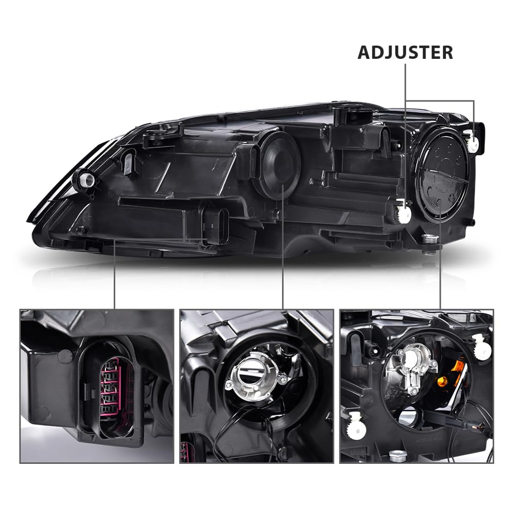 G-PLUS Headlights Headlamps w/Bulbs Left + Right Compatible with Volkswagen Jetta 2011-2018 5C7941005, 5C7941006,Clear Lens Chrome Housing Amber Reflector