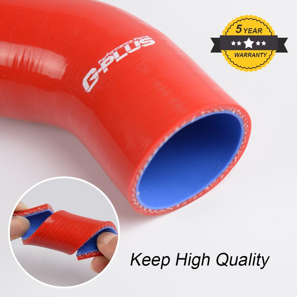 G-PLUS 3-Ply Nylon Silicone Radiator Coolant Hose Kit Clamps W/Vacuum Pipe Kit, Compatible with BMW E30 M20 325 325i 6cy non-A/C 1988 1989 1990 1991 1992 1993 Red