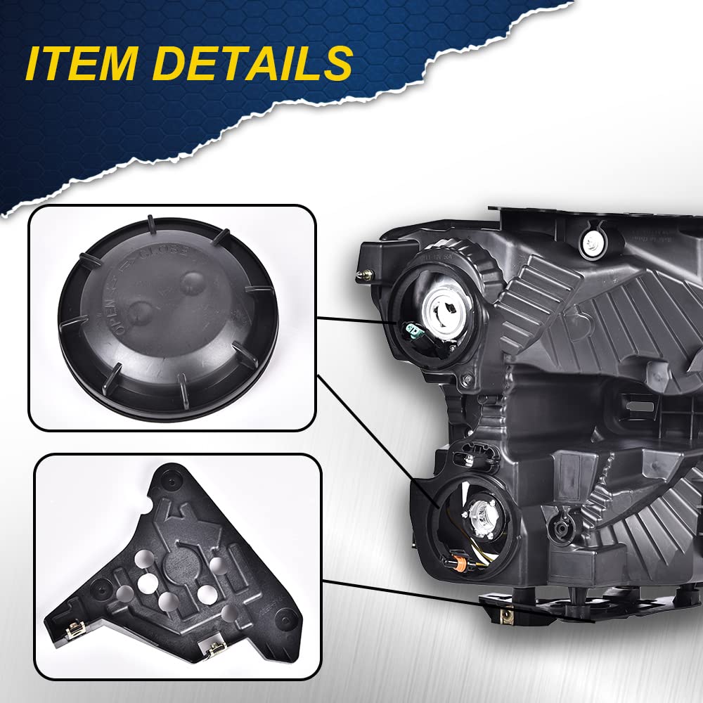 G-PLUS Headlights Assembly, Compatible with 2015 2016 2017 Ford F150,Not Fit w/Factory LED & HID Headlights Left+Right Bumper Headlamps, Clear Lens Chrome Housing Amber Reflector,faros delanteros