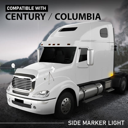 G-PLUS 15 LED Amber Sleeper Cab Side Marker Signal Light 2PCS Chrome Bezel Clearance Light Fit Freightliner Century Columbia Model Truck Trailer