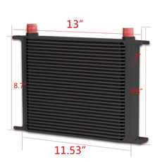 G-PLUS 30 Row Oil Cooler for Universal AN10-10AN Aluminum Black Front View