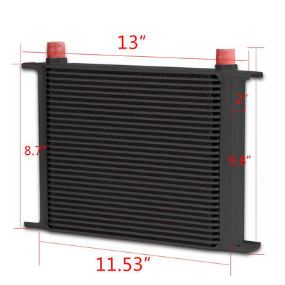 G-PLUS 30 Row AN10-10AN Universal Engine Transmission Aluminum Oil Cooler Black