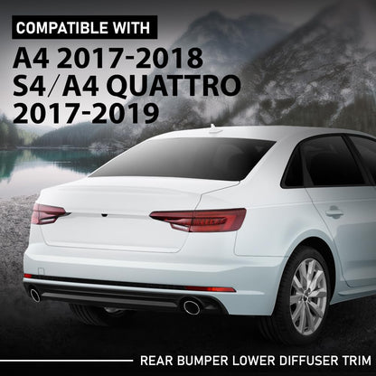 G-PLUS Rear Bumper Trim Molding, Compatible with Audi A4 2017-2018,Fit S4 A4 Quattro 2017-2019, 8W58078339B9, AU1144102 Black