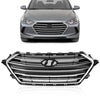 G-PLUS Front Upper Bumper Grille Compatible With Hyundai Elantra 2017 2018 Chrome & Black Grill Trim
