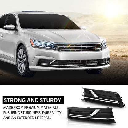 G-PLUS Bumper Lower Fog Light Cover Right and Left Side Compatible with Volkswagen Passat 2016-2019 561854661LRYP, 561854662GRYP, VW1038145, VW1039145