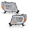 G-PLUS LED Headlights Assembly,Fit For 2005-2011 Toyota Tacoma,DRL Tube Halo Projector Headlamps w/o Bulbs,faros delanteros Clear lens Chrome Housing Amber Reflector Left & Right