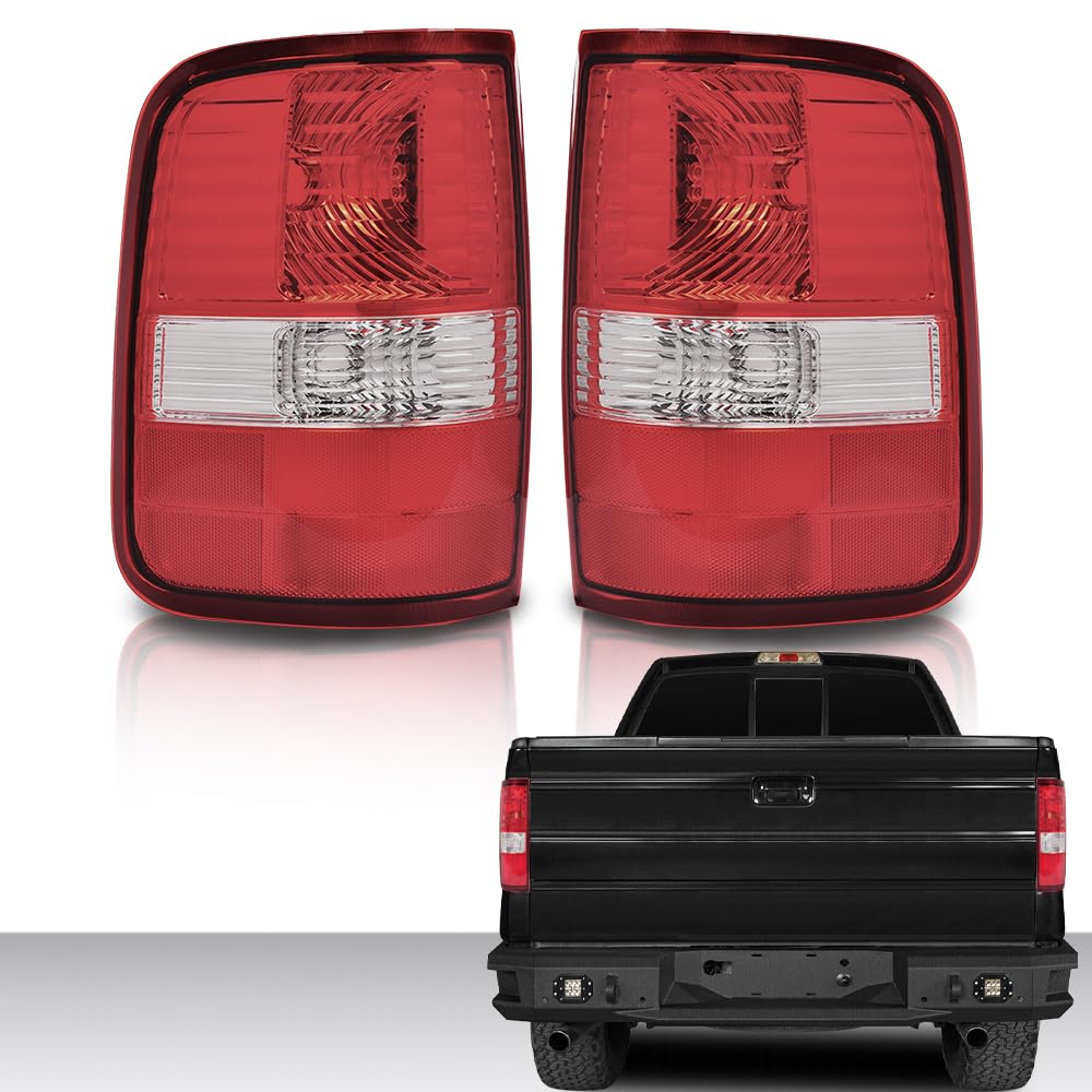 G-PLUS Tail Lights Lamp w/o Bulbs Compatible with Ford F150 King Ranch, Lariat, XL 2004 2005 2006 Rear Brake Lamps Assembly,5L3Z13404CA, 6L3Z13404BA,luces traseras faros traseros Red Lens LH&RH