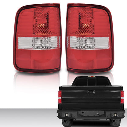 G-PLUS Tail Lights Lamp w/o Bulbs Compatible with Ford F150 King Ranch, Lariat, XL 2004 2005 2006 Rear Brake Lamps Assembly,5L3Z13404CA, 6L3Z13404BA,luces traseras faros traseros Red Lens LH&RH