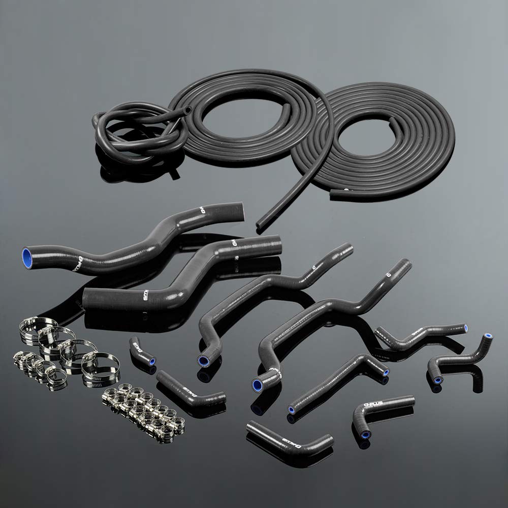 Silicone Radiator Coolant Hose Kit Clamps Replacement For MITSUBISHI ECLIPSE DSM 4G63T 2G 1995 1996 1997 1998 1999 + Vacuum Tube Kit Black