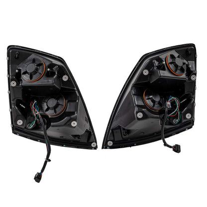 G-PLUS Headlights Assembly Compatible With 2004-18 Volvo VNL/VNM,Bezel Aero Lens Upgrade Headlights (Black Passenger & Driver(Left+Right)) Bumper Headlamps,faros delanteros