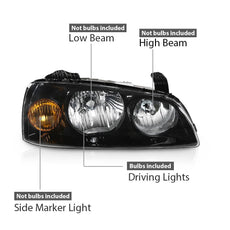 G-PLUS Front Corner Headlights Assembly for Hyundai Elantra 2004-2006 Clear Lens Black Housing Side View