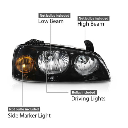 G-PLUS Front Corner Headlights Assembly Compatible with Elantra 2004-2006 Clear Lens Black Housing Amber Reflector Driver & Passenger ‎921012D550 Bumper Headlamps,faros delanteros