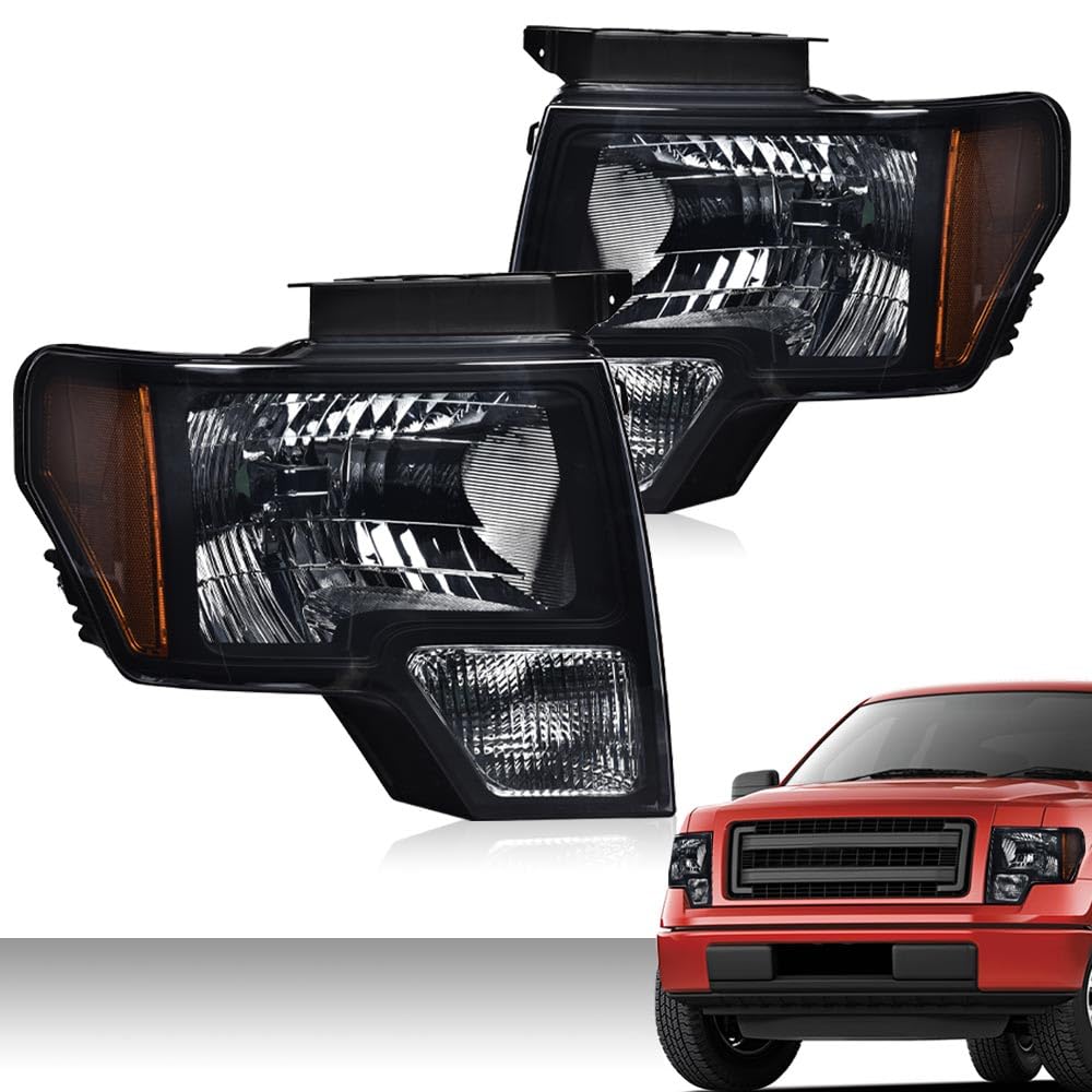 G-PLUS Front Headlights Assembly & Rear Tail Lights Compatible with Ford F150 2009-2014(NOT Fit LED Style,Only Fit without LED Style)
