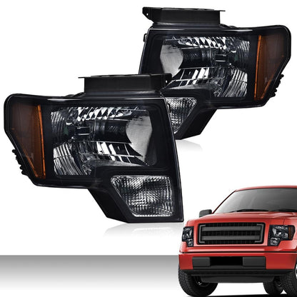G-PLUS Front Headlights Assembly & Rear Tail Lights Compatible with Ford F150 2009-2014(NOT Fit LED Style,Only Fit without LED Style)