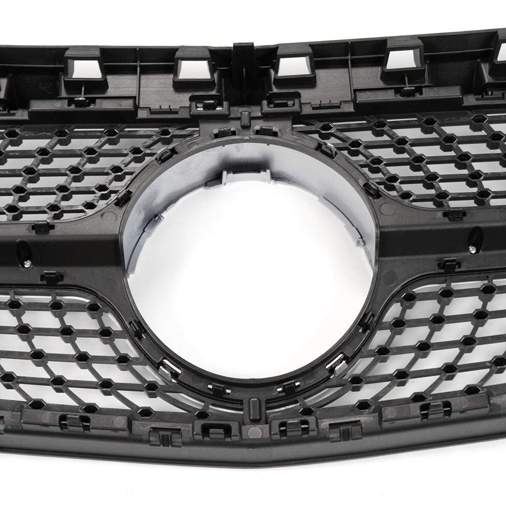 Diamond Star Front Bumper Mesh Grille Compatible with W117 CLA Class CLA180 CLA200 CLA250 CLA45 AMG 2014-2016 Silver Hood Upper Grille Assembly
