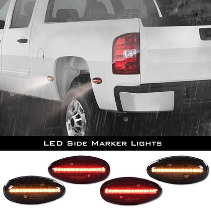 G-PLUS Side Marker Light Set Compatible with Chevy Silverado 2500HD 3500HD 2001-2014 /Fit for GMC Sierra 2500HD 3500HD 2001-2014 LED Marker Lamps Smoke Lens 4Pcs/Set 16530173 16530177