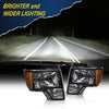G-PLUS Headlights Assembly, Compatible with 2009 2010 2011 2012 2013 F150(NOT Fit LED Style,Only Fit without LED Style) Bumper Headlamp Clear lens Black Housing Amber Reflector