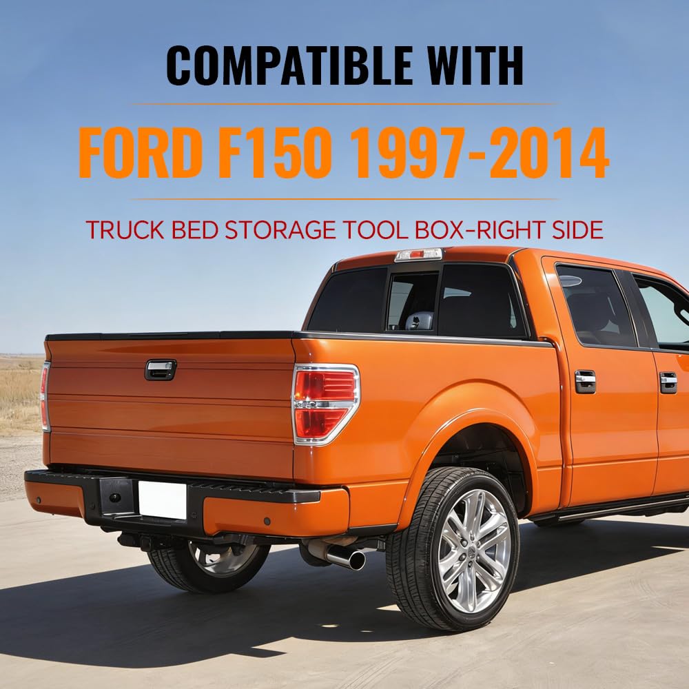 G-PLUS Truck Bed Storage Box Tooling Box Case Right Passenger Side Compatible with Ford F150 1997 1998 1999 2000 2001 2002 2003 2004 2005 2006 2007 2008 2009 2010 2011 2012 2013 2014 Black