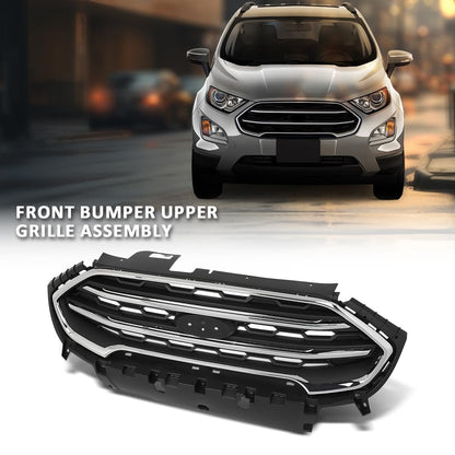 G-PLUS Front Bumper Upper Grille Assembly, Compatible with Ford Ecosport 2018-2022, Chrome & Black, GN15-17B968-AAW