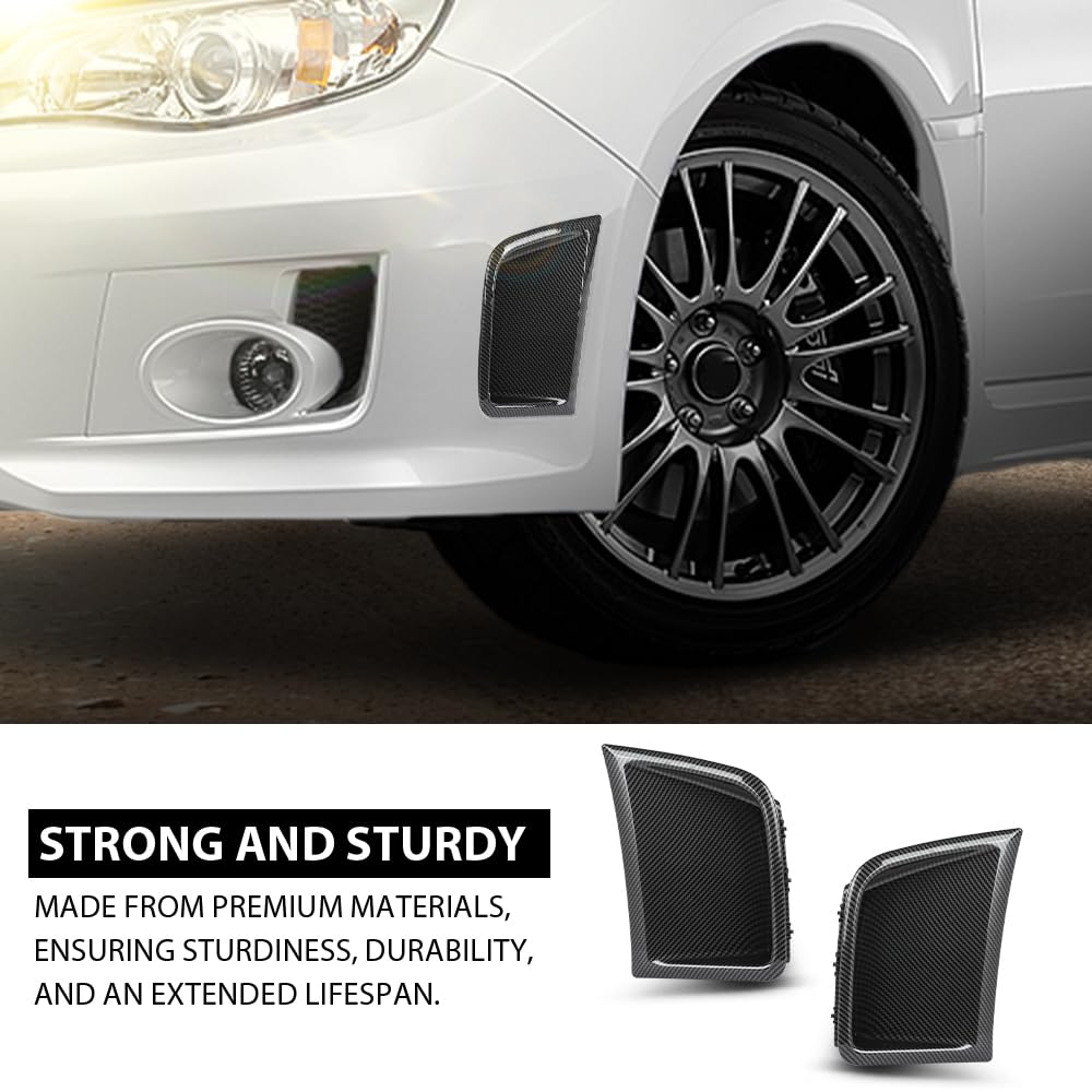 G-PLUS Pair Front Bumper Side Air Vents Corner Cover Compatible with Subaru WRX STi 2008-2014 Carbon Fiber Plastic 2PCS