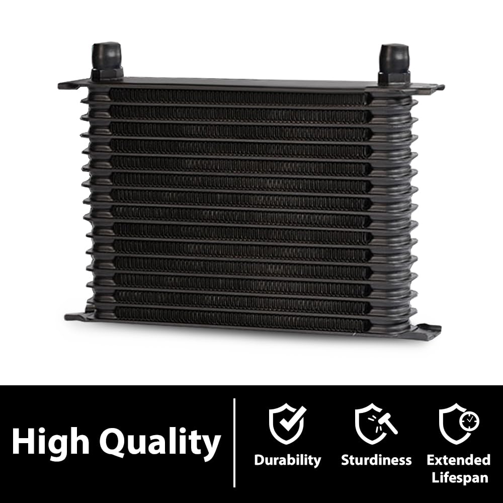 G-PLUS Universal 15 Row AN10 Engine Transmission Oil Cooler Kit Fit Most of Japanese Car Aluminum Oil Filter Relocation Kit