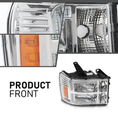 G-PLUS LED Headlights for GMC Sierra 1500 2500HD 3500HD 2007-2014 Clear Chrome Amber Product Image