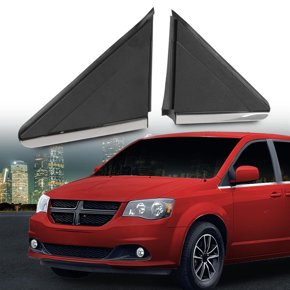 G-PLUS Mirror Flag Applique View Mirror Triangle Trim LH & RH Exterior Side w/Trim Compatible with Chrysler Town & Country 2008-2016/Fit Dodge Grand Caravan 2008-2020