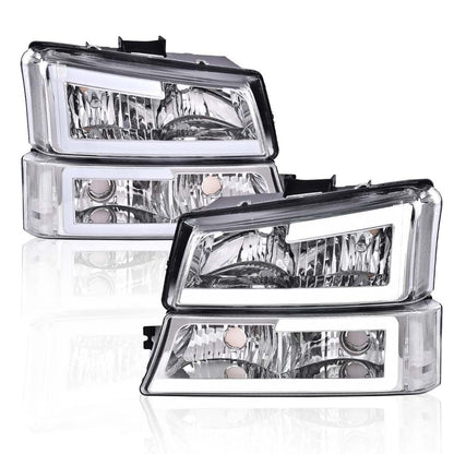 G-PLUS LED Headlights Compatible with Chevy Avalanche Silverado 1500 2500 HD 3500 2003-2006/Fit Chevy Silverado 1500 2500 3500 Classic 2007 Headlamp(Clear Lens Chrome Housing Clear Reflector)